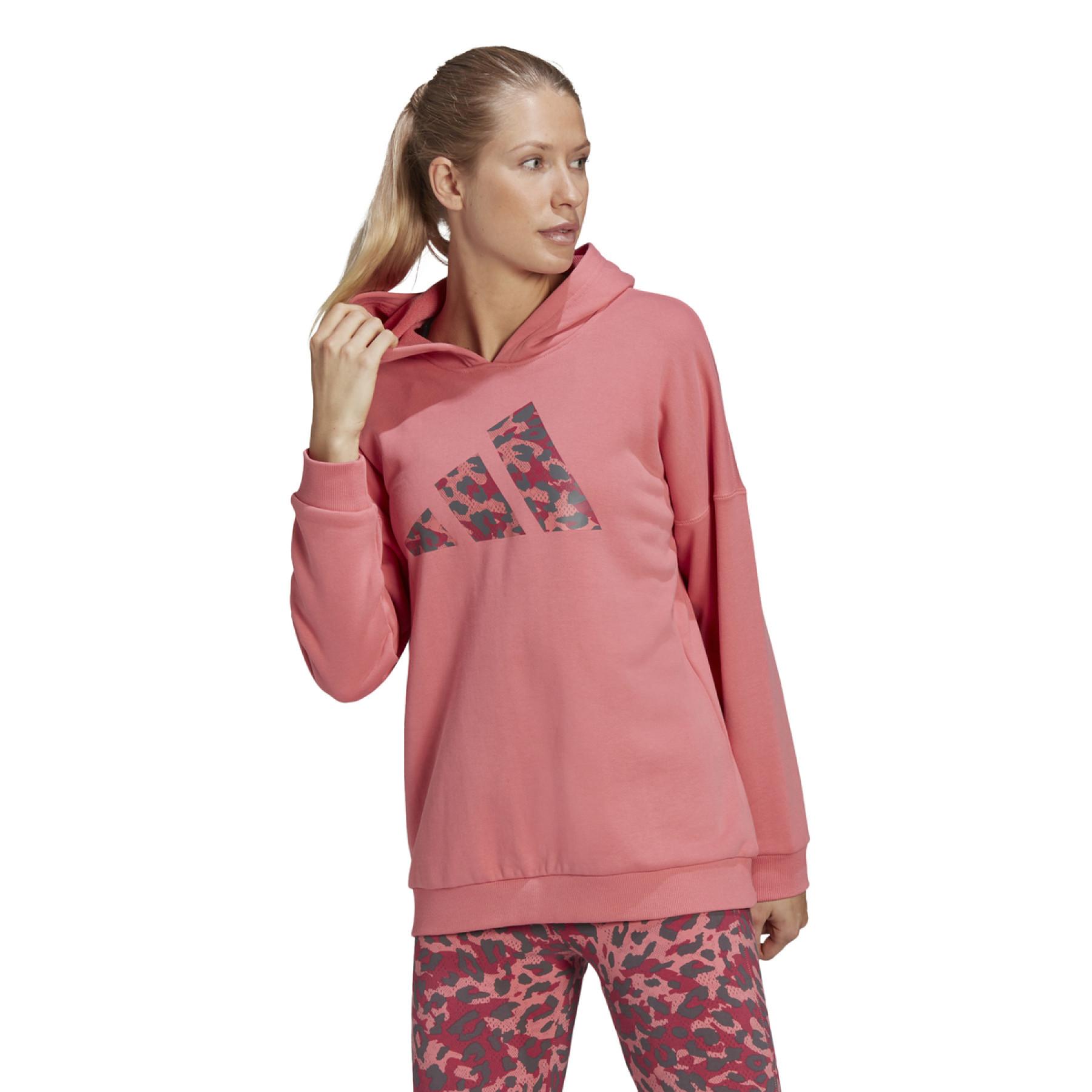 Sweatshirt à capuche femme adidas Sportswear Leopard-Print Oversize