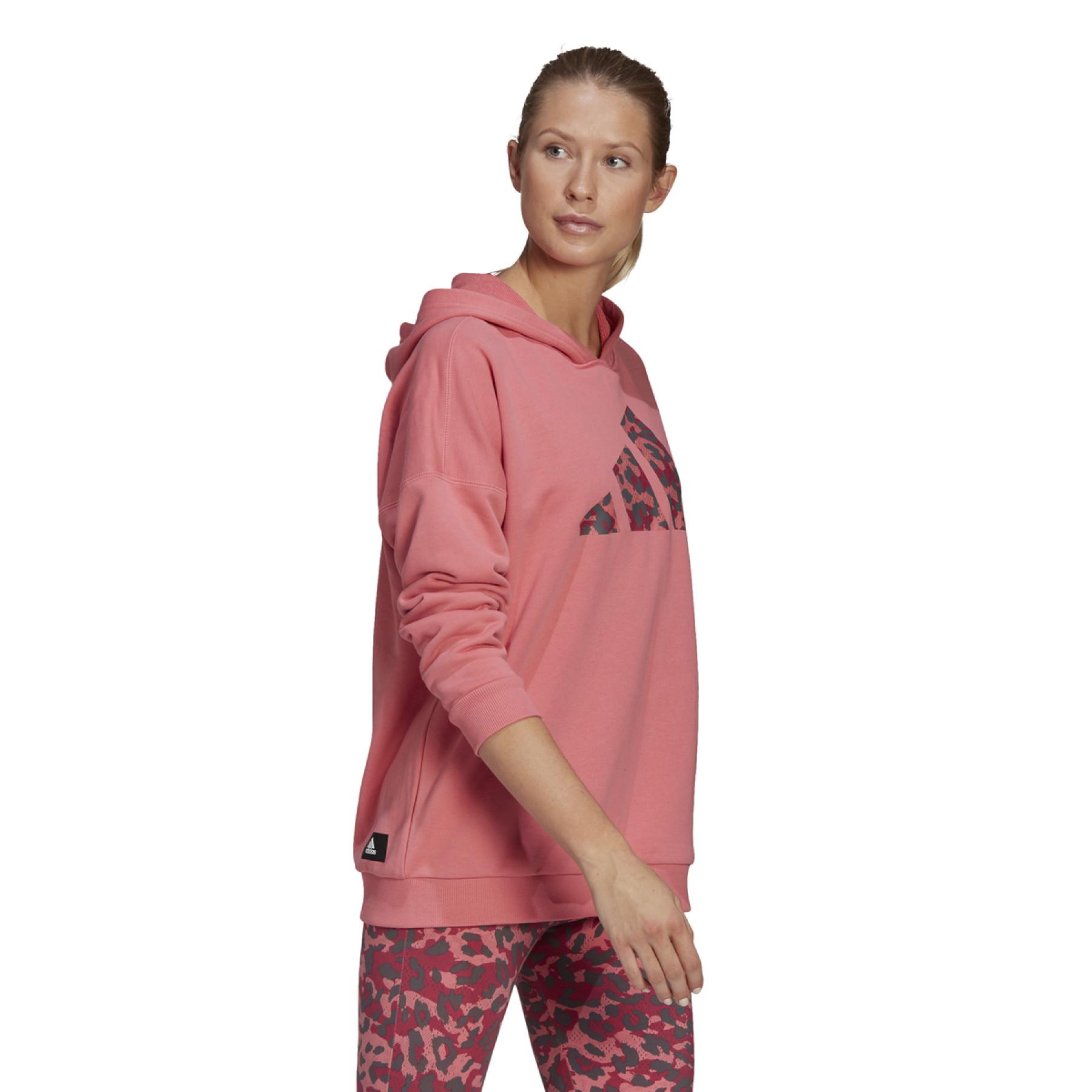 Sweatshirt à capuche femme adidas Sportswear Leopard-Print Oversize